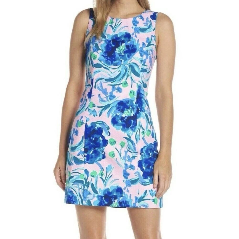 Lilly Pulitzer MILA 00 Stretch Pink Tropic Sweet Pea Shift Dress Preppy Sz 00